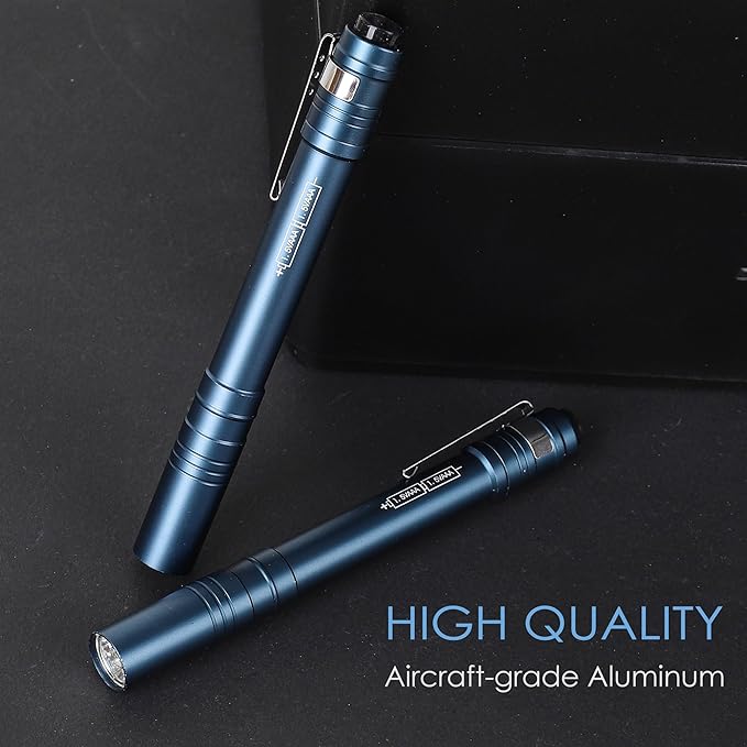 FASTPRO 6-Pack Pen Light, Aluminum LED Penlights with Batteries Included, Pocket Pen Flashlight with Clip for Inspections, Repairs, Camping and Emergencies, Dark Blue
