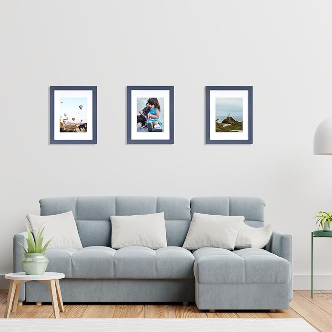 kennethan 11x14 Picture Frame Navy Blue - Displays 8x10 With Mat or 11x14 Without Mat - Wall Mountable