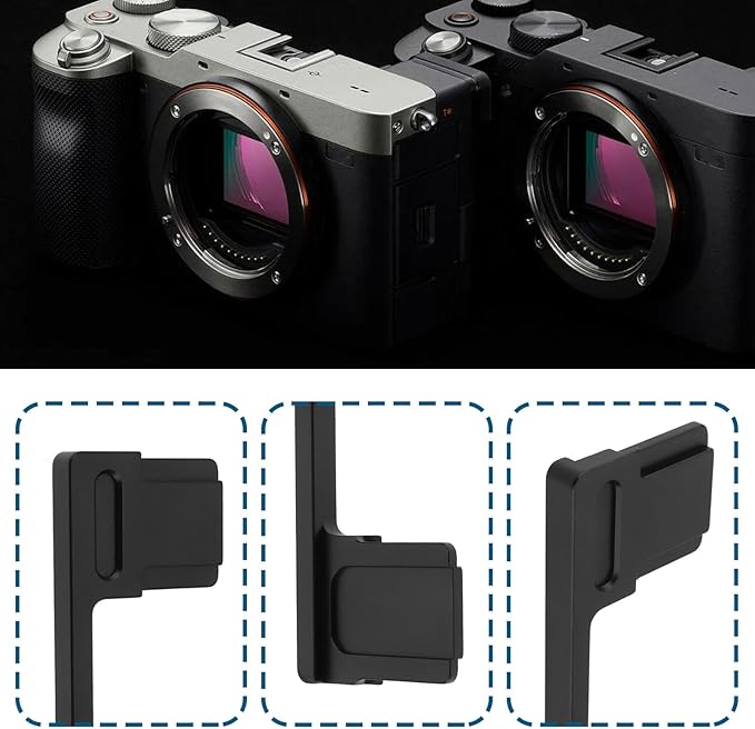 1PC Oxidized Aluminum Alloy Thumb Up Hand Grip Compatible with Sony Alpha 7CII 7CR ILCE-7CII Cameras Hot Shoe Rest Stabilizer Accessory Black