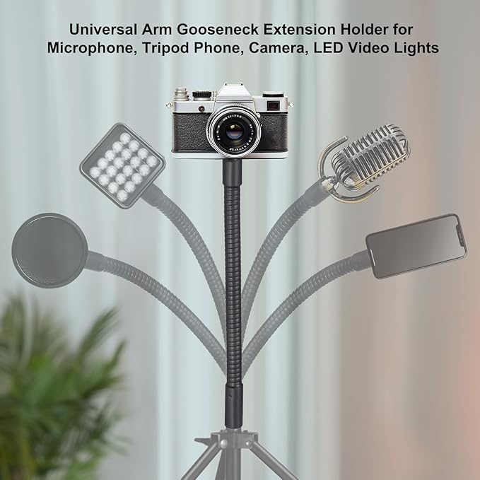Awclub 20-Inch Flexible Gooseneck Tubing, 1/4"-20 Male to Male Thread Universal Arm Gooseneck Extension Holder for Microphone, Tripod Phone, Camera, LED Video Lights