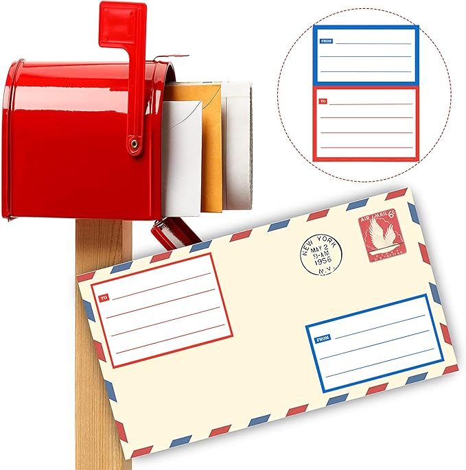 to from Return Address Mailing Labels 160pcs Blank Mail Shipping Permanent Adhesive Postage Guaranteed Stickers 4.5x3.5 Inch Handwriting to/from Gift Tags for School,Home&Office,Red Blue