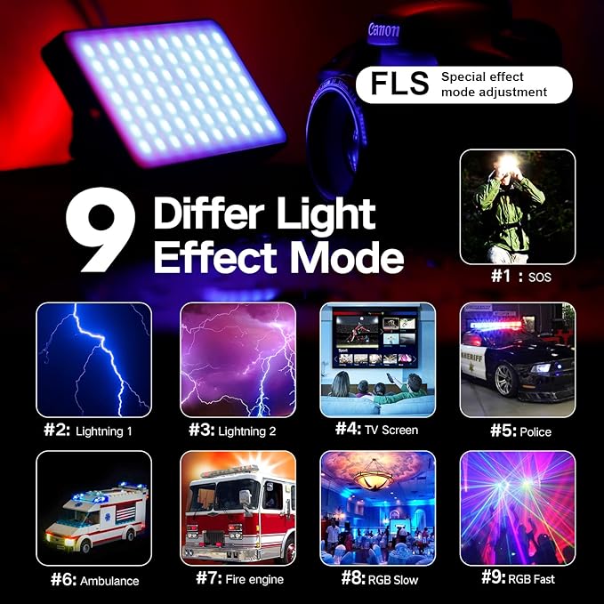 G2 Pocket RGB Camera Light,Built-in 7200mAh Rechargeable Battery 360°Full Color Gamut 9 Light Effects,2600-10000K LED Video Light Panel with Aluminum Alloy Body, Adjustable Tripod Stand