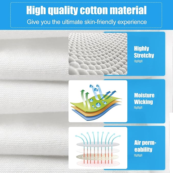 7 Pairs White Cotton Gloves, Breathable Cotton Gloves for Dry Hands Sleeping, Washable Eczema Moisturizing Glove Overnight for Women Men, Christmas Wedding Costume Work Glove for Serving Inspection