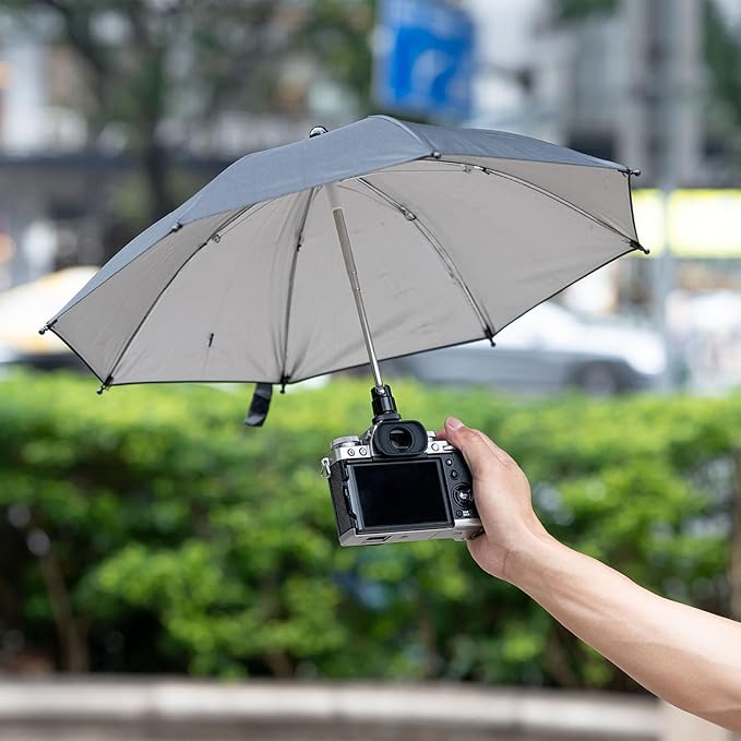 DSLR Mirrorless Camera Hot Shoe Umbrella Rain Cover Protector Sunshade - Compatible with Canon R5, R6, Niko n Z7II, Z6II, Sony A7IV,A7III,and More -19-Inch Diameter Weather Protection for Photography