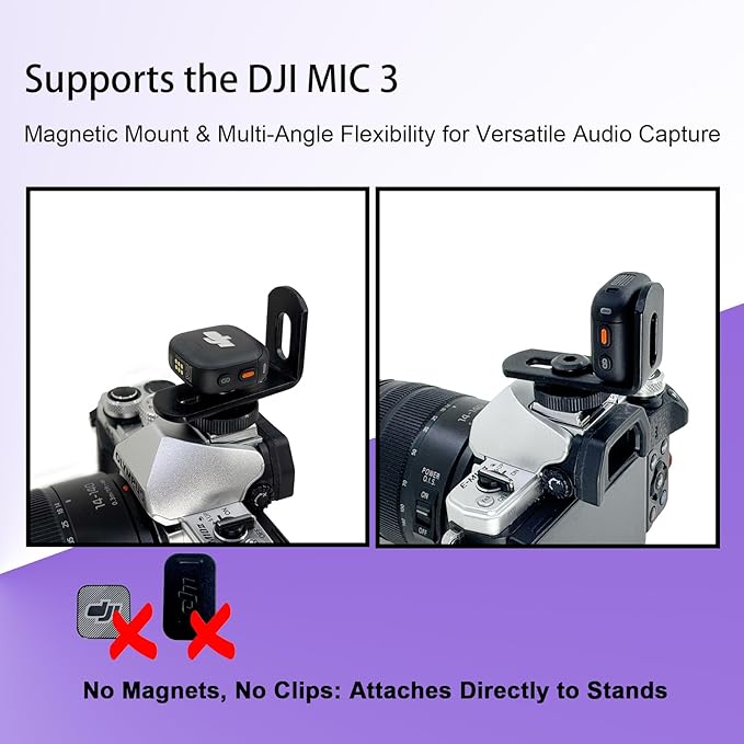 Cold Shoe Camera Mount Adapter for DJI Mic 3 Mini 2 1 Rode Go II Micro Hollyland Lark Synco Insta360 X5 Air Mic Wireless Lavalier Magnetic Microphone Transmitter Receiver Clip Clamp Accessories