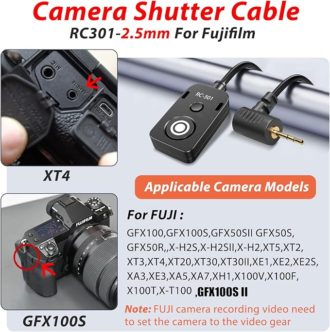 RC301-2.5mm 11.8in RS-60E3 Remote Switch Shutter Release Cord for Canon EOS Rebel T6 T7 T5 EOS R50V R6 Mark III II R6 R7 R8 R10 R100 RP T8i T7i T6s T6i T5i T4i SL3 SL2 90D 80D 70D 77D M5 M6