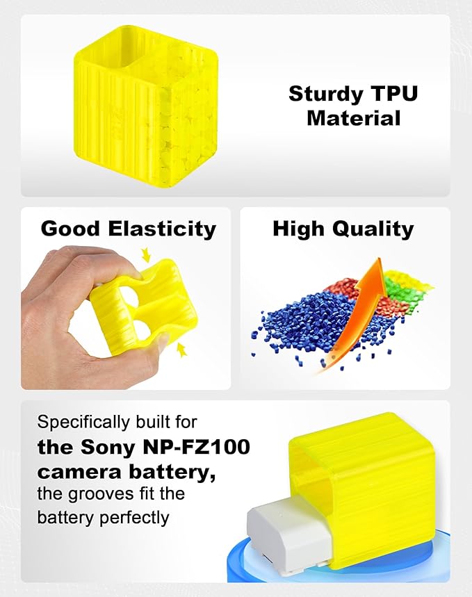 Selens TPU Air Bladder NP-FZ100 Camera Battery Case Bag Box for Sony NP-FZ100 Battery (Yellow 2 Sections)