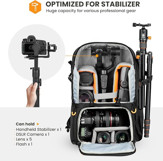 TARION Professional Camera Backpack Large - DSLR Bag with 15.6" Laptop Compartment Tripod Holder Waterproof Raincover Outdoor Hiking Travel for Men Women Photographers - PBL