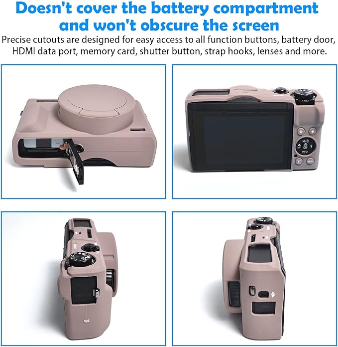 Easy Hood Camera Case for Canon Powershot G7 X Mark III Digital Camera, Silicone Soft Camera Case with Button Marker Removable Lens Cover G7X Protective Body Skin - Tiffany Pink