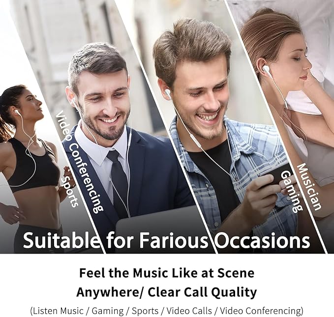 Earbuds Wired [Clear Call], [MFi Certified] 3.5mm Headphones with Microphone Volume Control HiFi Stereo Ear Buds for iPhone/iPad/Kindle/Weather Radio [6Pack]