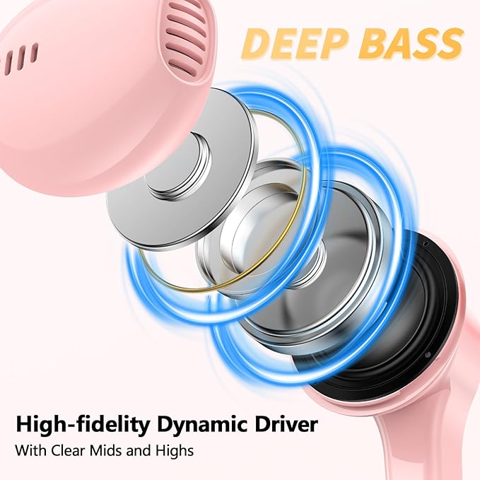 iMangoo for Apple/Android Wired Headphones USB C Earbuds HiFi Sound Earphones with DAC Chip with Microphone for iPhone 17 Air 16 15 Pro Max, Type C Ear Buds USBC Headset for Samsung S26 S25 S24 Pink