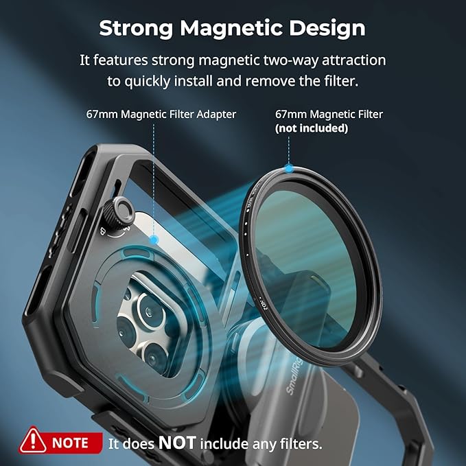 SMALLRIG 67mm Magnetic Filter Ring Adapter for Universal Mobile Video Cage 4597 4704 4596, Strong Magnetic Two-Way Attraction, for SMALLRIG 67mm Phone Magnetic Filter Series - 4843