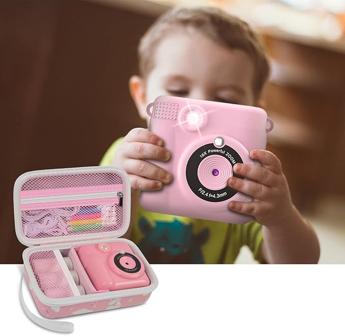 Case Compatible with ESOXOFFORE for Dylanto for Anchioo for WEEFUN for GKTZ for Amzelas for Mafiti Instant Print Camera for Kids, Film Camera Storage Holder Organizer Bag (Box Only)- Pink Rabbit