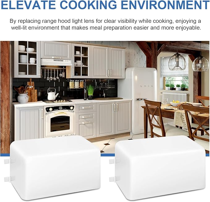 SR401650 Range Hood Light Lens Cover Replacement for Broan Nutone Model NS6530, NS6530WW, QL1, QL100 and QL130WW, Kitchen Range Hood Parts and Accessories, Pack of 2