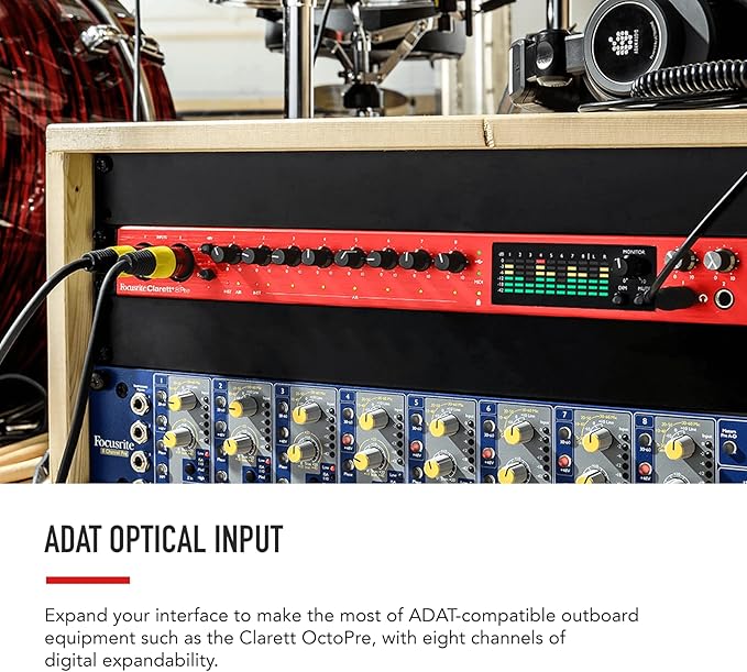 Focusrite Clarett+ 8Pre Studio-Grade 18-in/20-out Audio Interface for Established Producers —Eight High-Performance, Low-Noise, Low-Distortion Mic Preamps Capture Audio with Precise Clarity