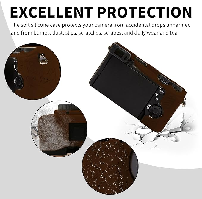 Easy Hood Camera Case for Sony Alpha 6700, Soft Silicone Protective Cover a6700 DSLR Camera Anti-Scratch Slim Fit Body Skin Protector Housing Sleeve for Sony A6700 Mirrorless Camera Brown