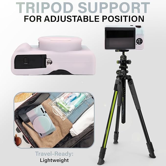 STSEETOP Camera Case Compatible with Canon PowerShot G7X Mark III - Protective Silicone DSLR Skin with Lens Cover, Detachable Cage, Shockproof, Dustproof (Jelly Pink and Green)