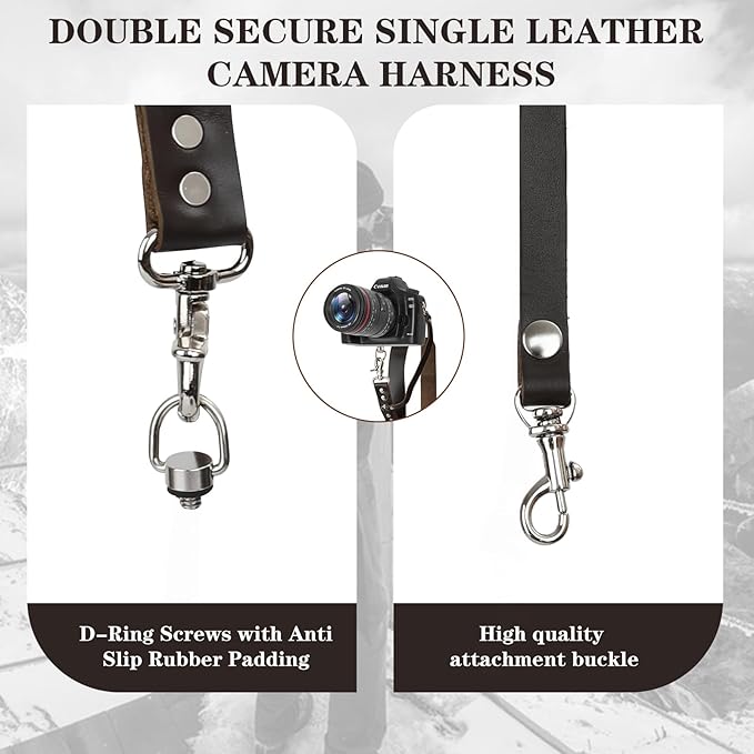 Bebaimis Single Camera Harness Strap for 1 Camera,Leather Camera Strap for Photographers,Leather Camera Harness Gear DSLR/SLR