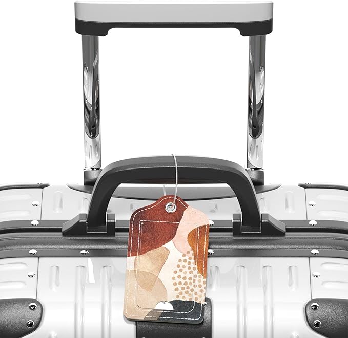 Luggage Tags for Suitcase, 2 Pack PU Leather Travel Cruise Luggage Tag with Privacy Flap, Name ID Label and Metal Loop for Women Suitcase Baggage Bag Backpack Instrument, Abstract Stone