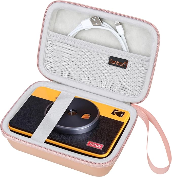 Canboc Carrying Case for KODAK Mini 2 Retro 4PASS Portable Photo Printer/KODAK Mini Shot 2 Retro 4PASS 2-in-1 Instant Digital Camera, Mesh Bag fits Photo Paper and Cable, Rose Gold