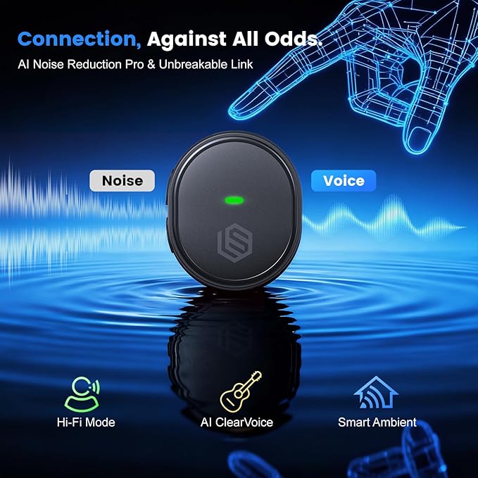 2-Pack Wireless Microphone for iPhone/Android/iPad, 3-Level AI Noise Canceling USB-C Clip-on Mic with Charging Case, Lightning, Mini Lavalier Microphones for Vlogging, Recording, YouTube, TikTok
