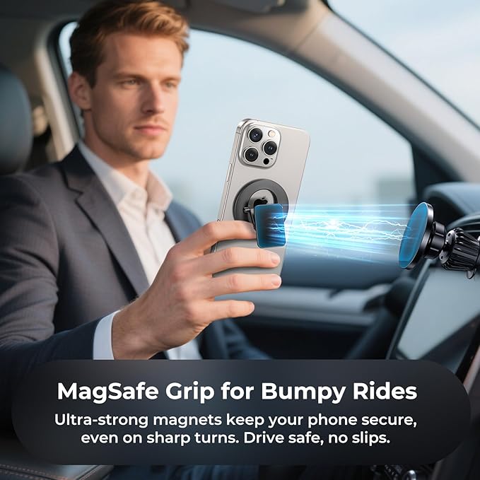 Dual-Side for Magsafe Phone Grip with Magnetic Phone Stand, Magnet Ring Holder for iPhone 17/16/15/14/13/12 Pro Max Air Series Magsafe Case, Strong Magnetic Car Mount, Gym Phone Holder