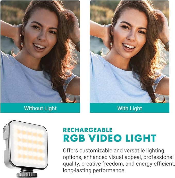 Movo iVlogger-PRO Wireless Vlogging Kit for iPhone/Android - YouTube Starter Kit with Wireless Microphone and LED Light for Content Creators