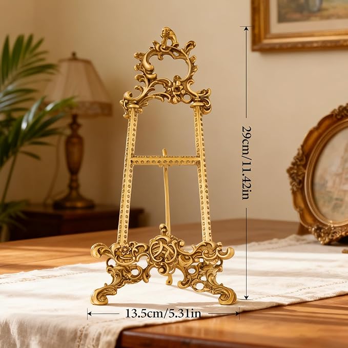 Vintage Plaque Holder for Display, Brass Picture Frame Holder Easel Metal