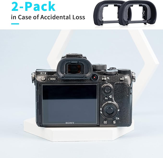 JJC Camera Eyecup Eyepiece Viewfinder for Sony A7 III A7 II A7 A7R IV A7R III A7S II A7S A99 II A9 A58 Camera, Soft Silicone Eye Cup Replacement of Sony FDA-EP18 (2 Pack)