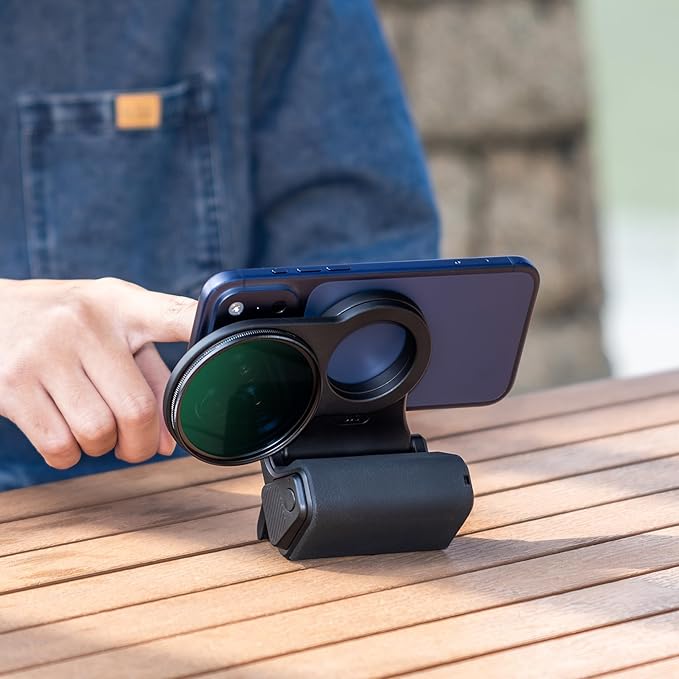 KIWIFOTOS Magnetic Phone Camera Grip with 67mm Camera Lens Filter Adapter for iPhone 17 16 15 14 Pro Max Photography UV ND CPL Phone Lens Adapter(67mm Filters not Included)