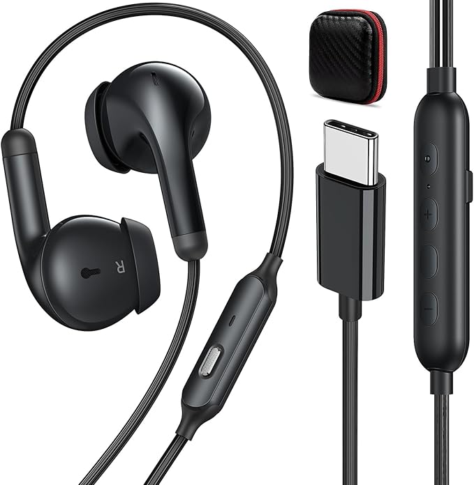 Wired Earbuds 3 EQ Mode USB C Headphones HiFi Bass Sound Type C Earphones Corded USBC Plug in Ear Buds for iPhone 17 Air 16 Pro Max 15 for Samsung/Galaxy S26 S25 S24 for Google/Pixel 10 9 8 Black
