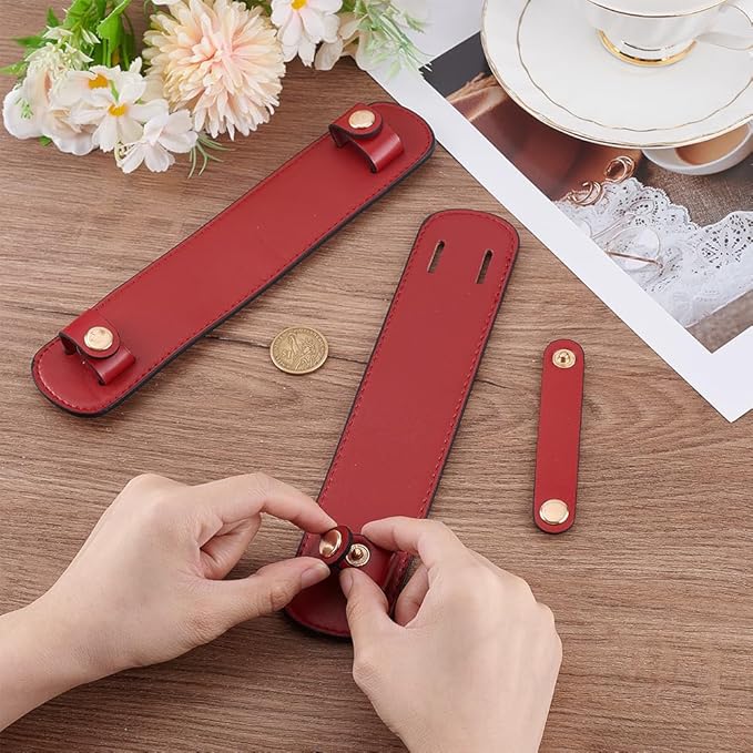 Beebeecraft 2 Sets PU Leather Strap Shoulder Pads Red Adjustable Shoulder Bag Straps Replacement Bag Handle Wraps Cushion Pressure Relief Bags Cover for Messenger Camera Purse Tote
