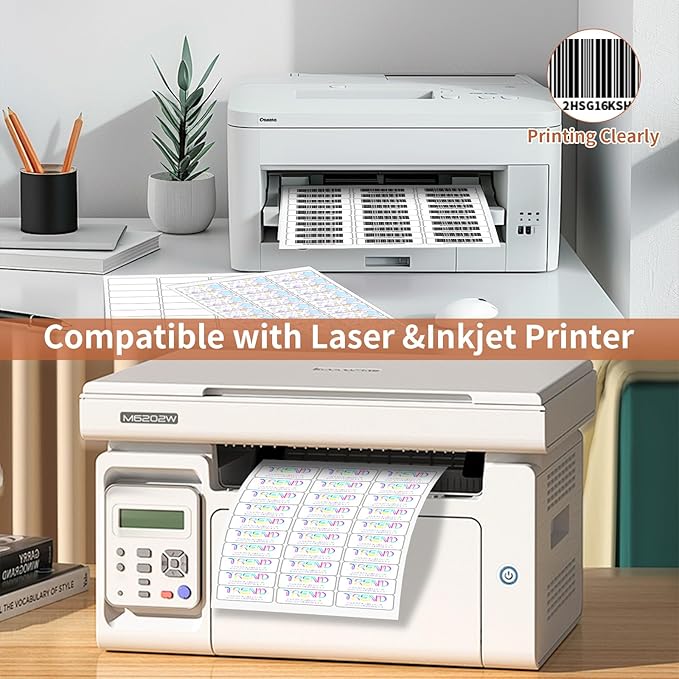 1" x 2 5/8" (200 Sheets) Address Labels Sticker Paper for Laser/Ink Jet Printer, Printable and Writable White Sticker Label- Matte, 30 per Page Label (Total 6000 Labels)