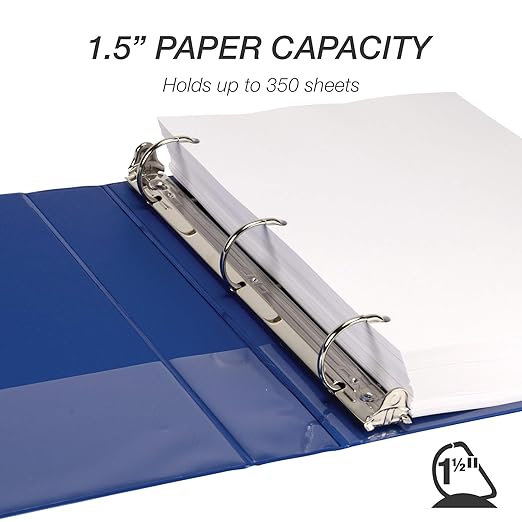 Samsill Durable 1.5 inch 3 Ring Binder, Made in USA, D Ring Binder, FSC 100% Recycled Chipboard, Blue
