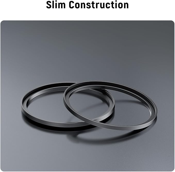 NEEWER 58-62mm Step Up Ring Adapter (2 Pack) with Cleaning Cloth, Ultra Slim Aluminum Alloy Lens Filter Adapter Ring for 58mm Camera Lens to Use 62mm Filter