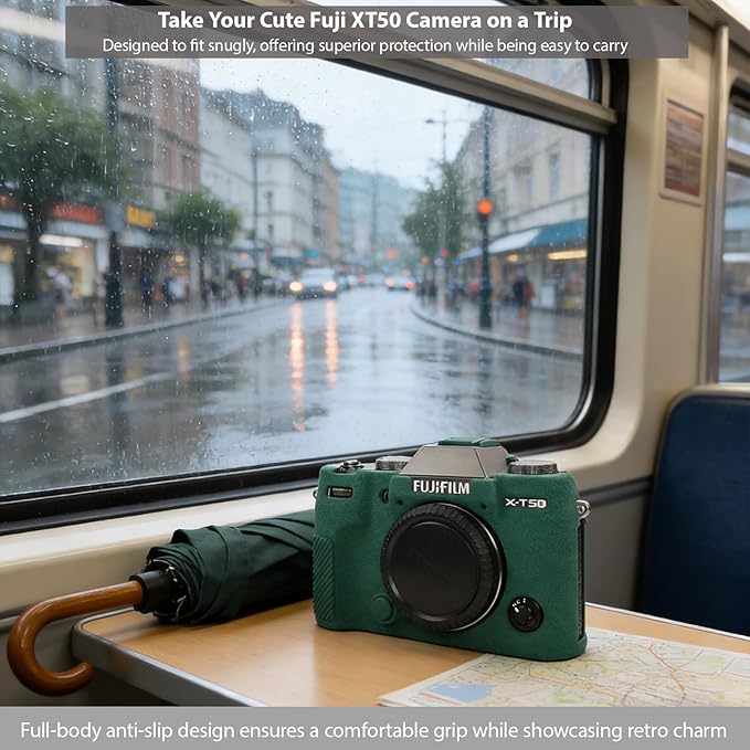 Frevyve Case for Fujifilm X-T50 Body Camera, Skin, Anti-Scratch, Lightweight Sleeve, Fuji XT50 Soft Silicone Rubber Protective Cover for Fujifilm XT50 Camera Accessories (Dark-Green)