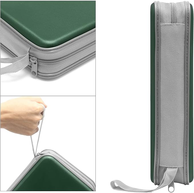 CD/DVD Case Holder, 80 Capacity Hard Plastic Disc Cases Storage Binder for Car, Home, Office, Travel (Dark Green)