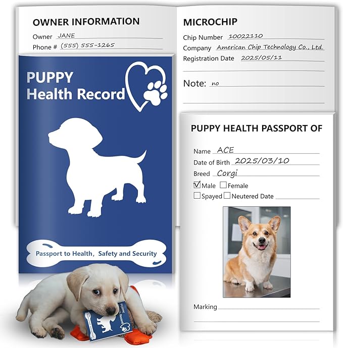 1 Pack Puppy Shot Record Booklets 12 Sheets Per Pack Dog Vaccination Record Book Dog Health Records 5*3.5inch Dog Information Record Notebook dog medical and vaccine book for Pet Lovers Doggy Medical