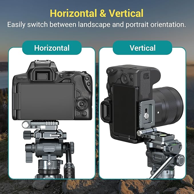 Leaplumin Foldable DSLR Camera L Bracket，Lightweight Camera L Bracket Vertical Horizontal Switching Tripod Quick Release Plate Compatible with Canon Nikon Sony DJI Osmo Ronin Zhiyun Stabilizer Tripod