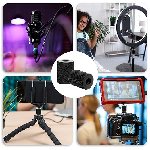 1/4 to 3/8 Tripod Camera Screw Converter, 4 Pcs Double Female Thread 3/8 Female to 1/4 Female Adapter Cylinder Screw Thread Photography Nut Accessories Suitable for Electric Rails and Light Stands