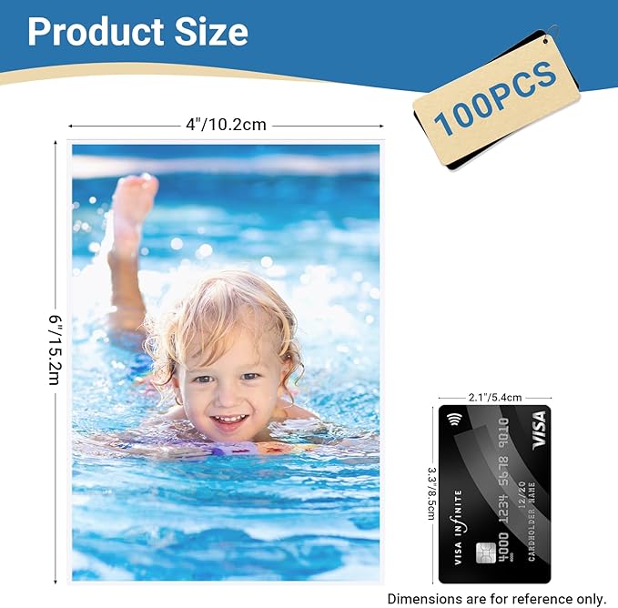 4x6 Photo Sleeves (100 Pack) – Top Loading Sheet Protectors, Archival Safe & Waterproof Plastic Photocard Sleeve, Soft Clear Sleeves for Photos, Postcards, Recipe Cards
