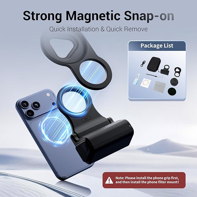 67mm CPL Filter Mount Kit for iPhone 17 Pro Max,with Magnetic Phone Camera Grip & EVA Storage Bag for iPhone 16 15 14 Pro Max Accessories,Circular Polarizer Lens Attachment Adapter Set for Photography