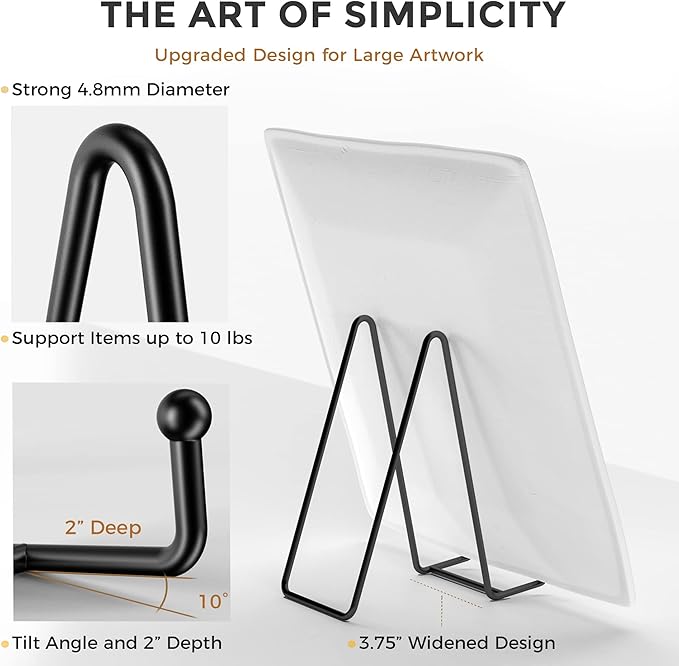 TR-LIFE 3 Pack 8 Inch Large Plate Stands for Display - Plate Holder Display Stand + Metal Frame Holder Stand for Picture, Book, Decorative Plate, Platter, Photo Easel