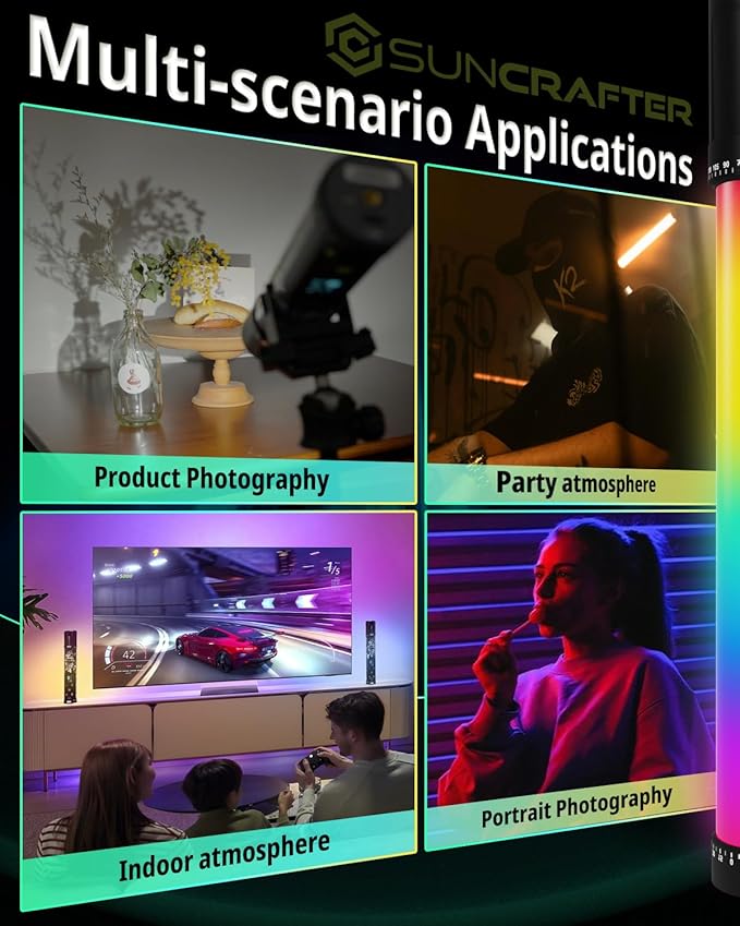 TL30 RGB Light Tube, RGBWW 360° Adjustable Magnetic Video Lighting Wand Stick with Smart APP Control, 2700K-10000K CRI96+ TLCI99+, 21 Scenes, Focus-Adjustable Spotlight, 5000mAh Battery