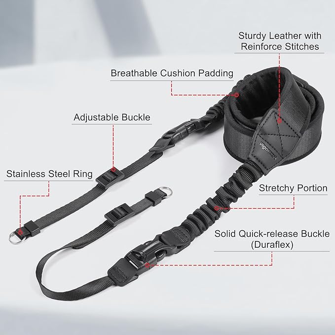 Vigorport Soft Padded Stretchable Camera Neck Strap for DSLR, SLR, Mirrorless Cameras - Compatible with Canon, Nikon, Sony