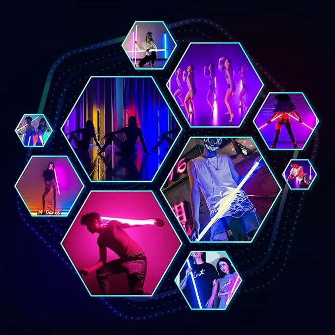 Handheld RGB Color LED Video Lights with Tripods, Rechargeable with Remote Control of Static Color and 366 Vivid Effects for Mood Creation, Light Painting, Living Room, Stage, Party, Fashion Show