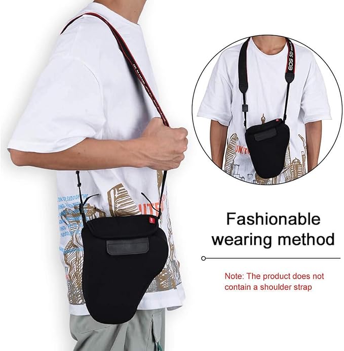 CADeN DSLR SLR Camera Sleeve Case with Neoprene Protection, Compatible for Nikon, Canon, Pentax, Sony and ect...(Large Black)…