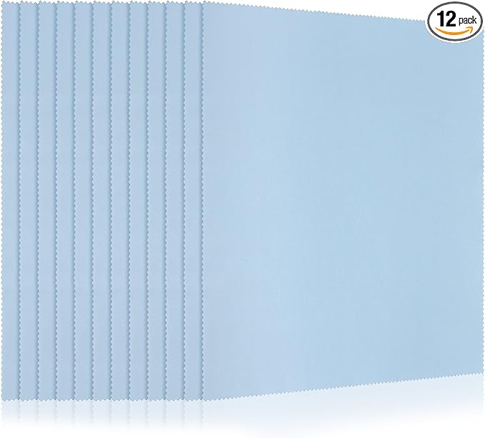 Frienda 12 Pack Large Microfiber Glass Cleaning Cloths 12 x 12 Inch Oversized Eyeglass Sunglasses Cleaning Cloths for Electronics Glasses Screens and Lenses(Blue)