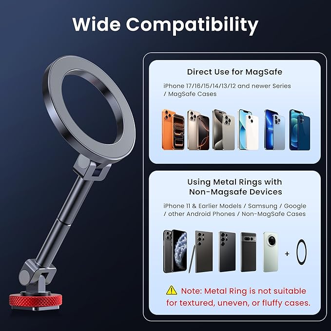 Itramax Magnetic Cold Shoe Phone Mount with 1/4"-20 Thread Hole,360° Rotation Adjustable iPhone Tripod Mount,Zinc Alloy Phone Holder for iPhone 17 Air 16 15,Camera Monitoring,Stabilizers,Photography