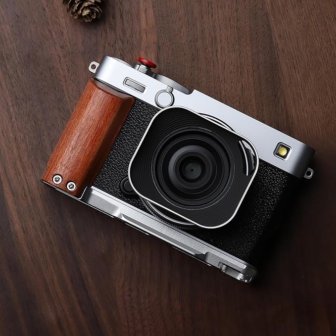 Haoge Lens Hood Metal Squaret for Fujifilm Fujinon XF27mmF2.8 R WR Lense Hood Silver